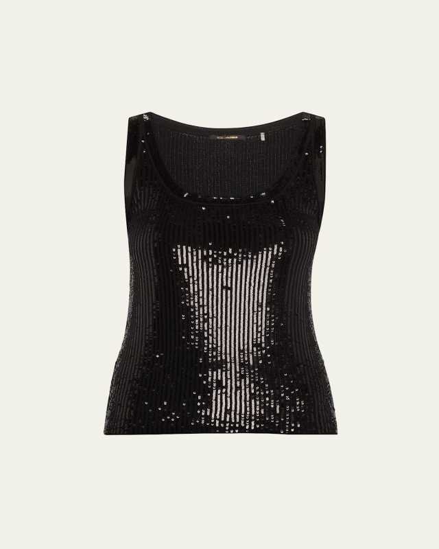 Isla Sequin Scoop-Neck Wool Tank